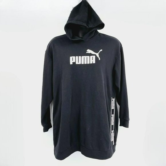 PUMA Dress Amplified XL Black White Hooded Spell Out Long Sleeve Sporty Relaxed - Picture 1 of 12